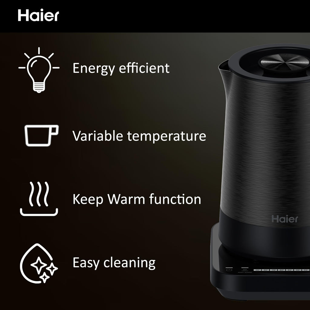 Haier I-Master Series 5 Electric Kettle | 7 Temp Settings | Black