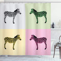ABAKUHAUS Pink Zebra Shower Curtain | Pop Art Fabric Decor with Hooks
