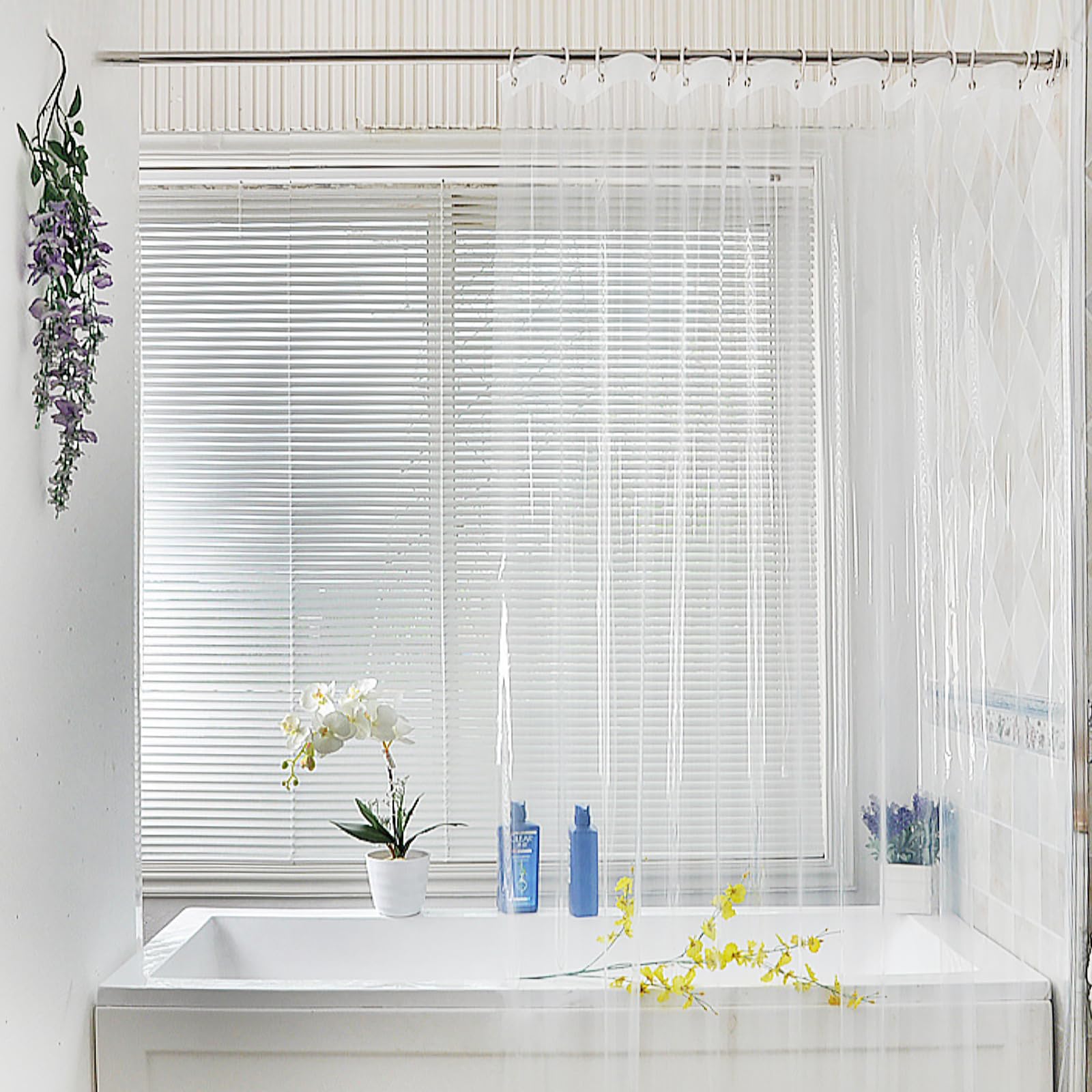 Minicoco Clear Shower Curtain | Waterproof Anti-Mold EVA – 180x180cm