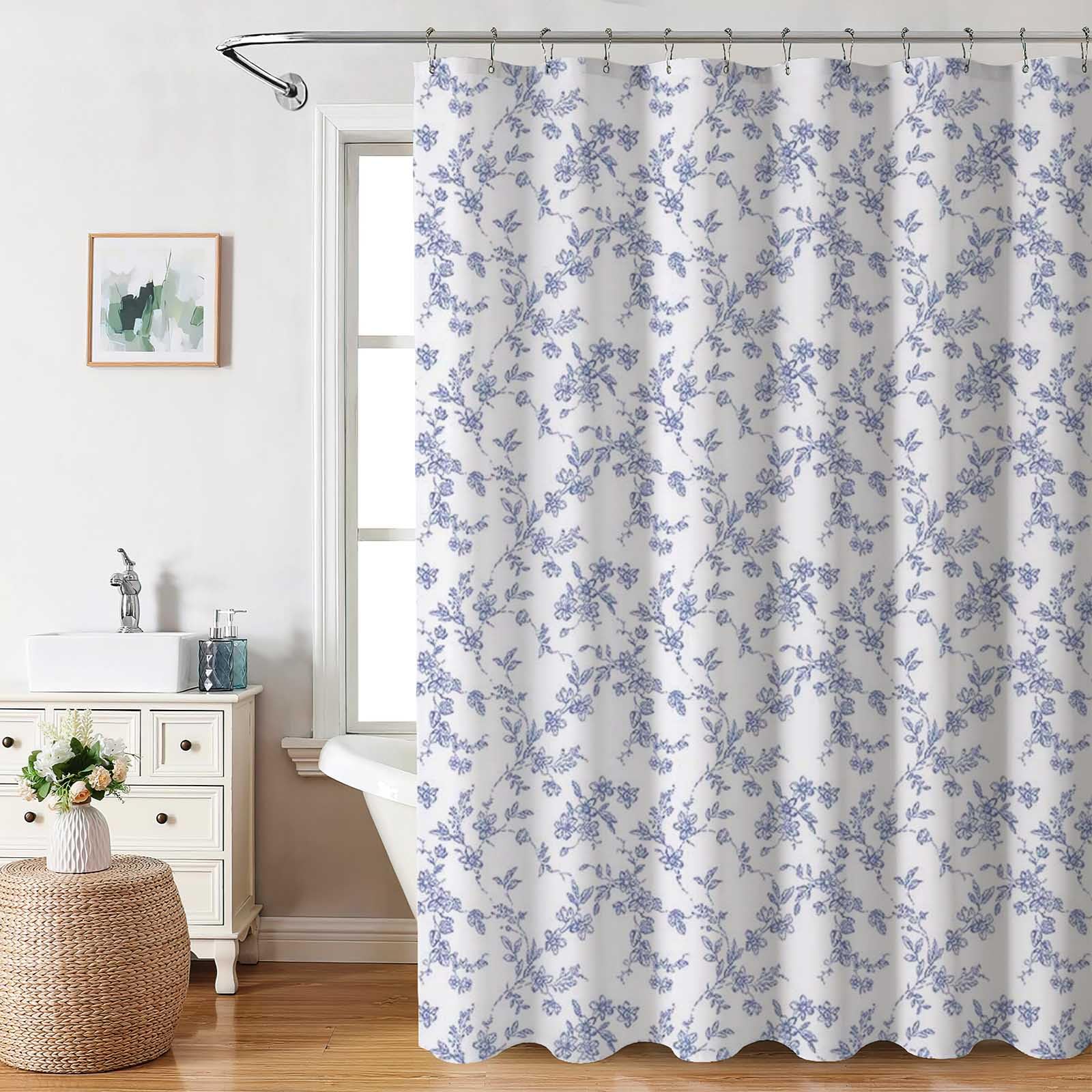 AIBIIN Purple Flora Shower Curtain | Waterproof Polyester with 12 Hooks