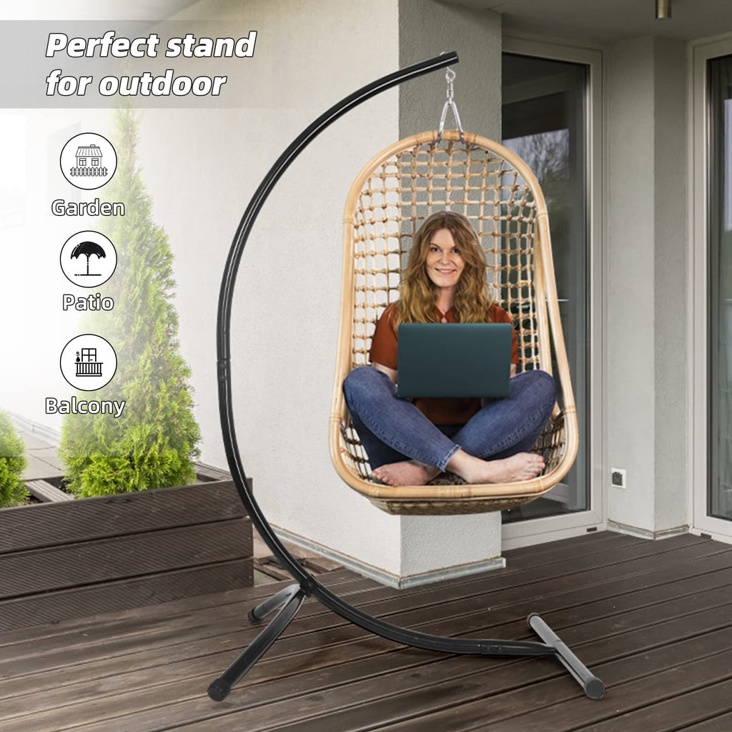 Goutime C-Shape Hammock Chair Stand - Heavy Duty Steel, 330lb Capacity