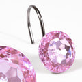 Popkozzi Pink Crystal Shower Curtain Hooks | Rhinestone Diamond Rings - 12pc