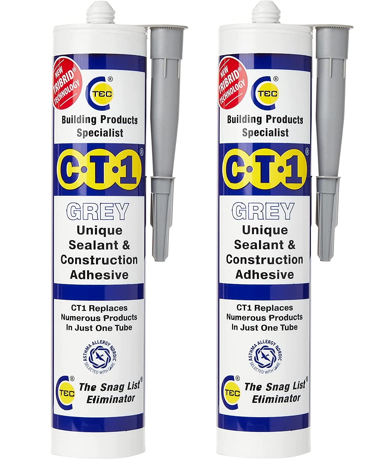 CT1 Tribrid Sealant & Adhesive - Grey Twin Pack - Multi-Material Bonding