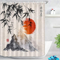 Jolof Store Japanese Sumi-e Shower Curtain | Bamboo Ink Painting