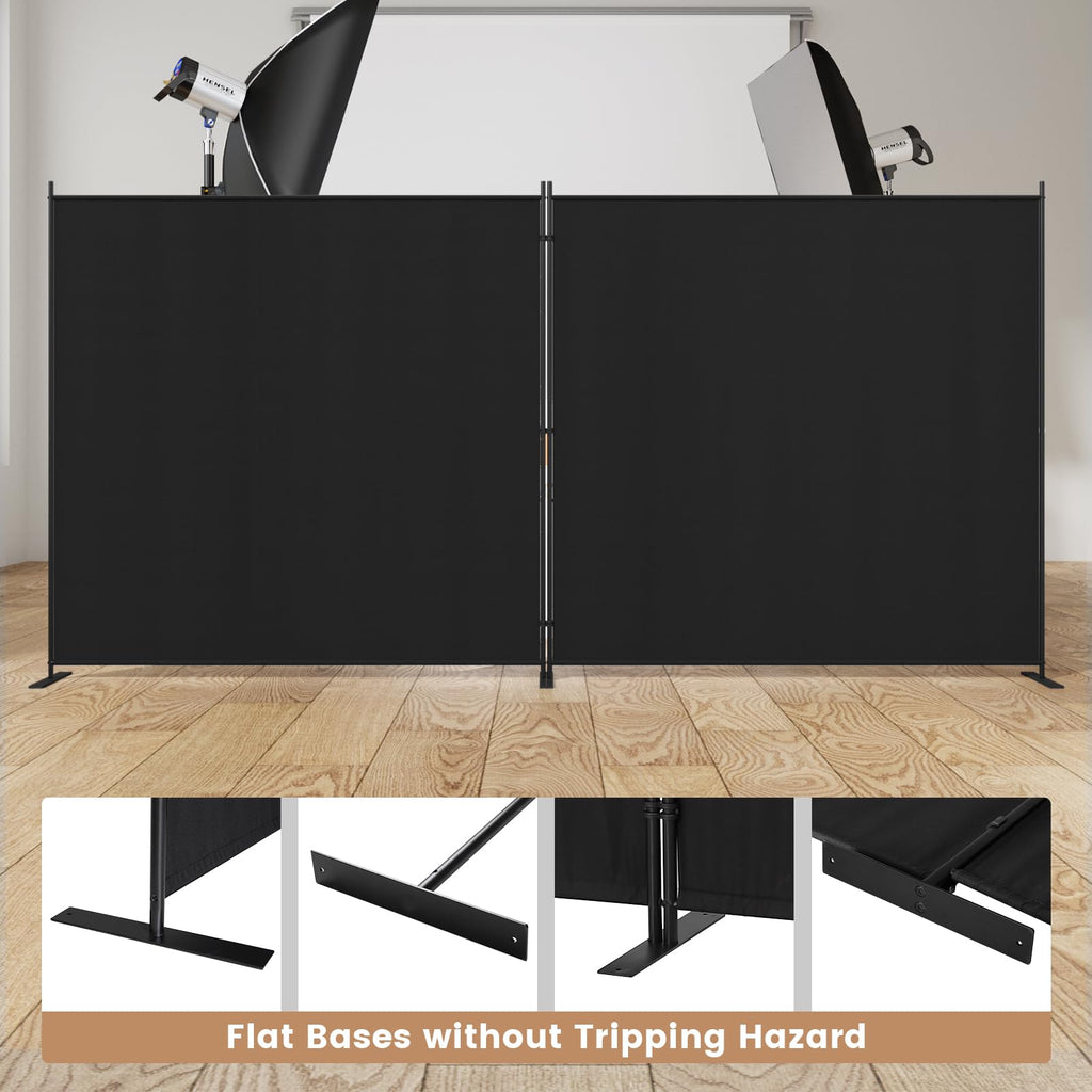 C-Hopetree 2 Panel Room Divider | 180cm Tall Folding Privacy Screen - Black