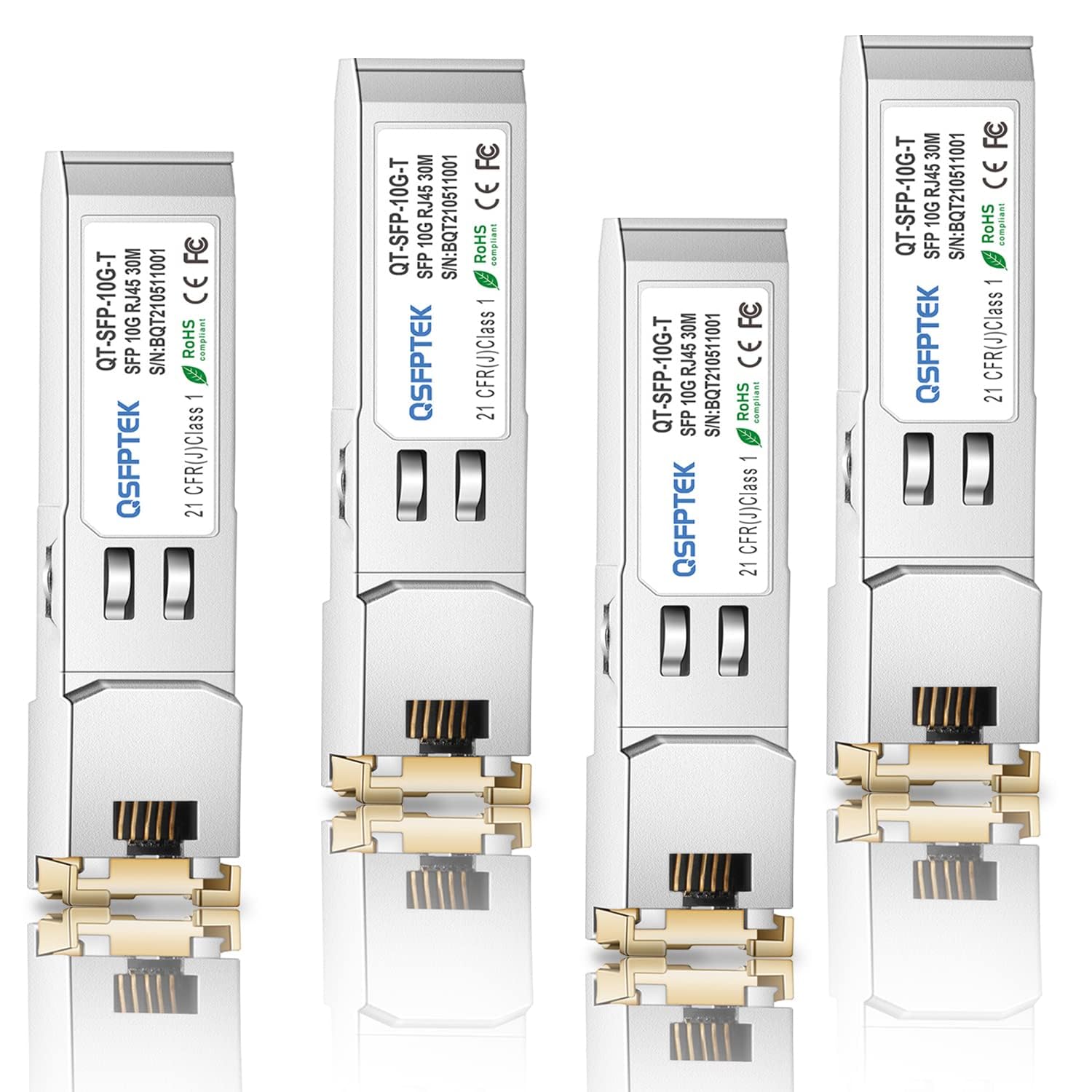 QSFPTEK 10GBASE-T SFP+ to RJ45 Copper Transceiver for Cisco (4-Pack)