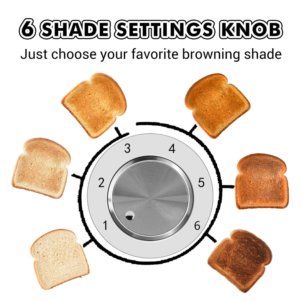 Cusimax 4-Slice Stainless Steel Toaster with Extra-Wide Bread Slots