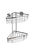 Croydex Brockham 2-Tier Corner Shower Caddy – Rust Resistant Chrome Steel