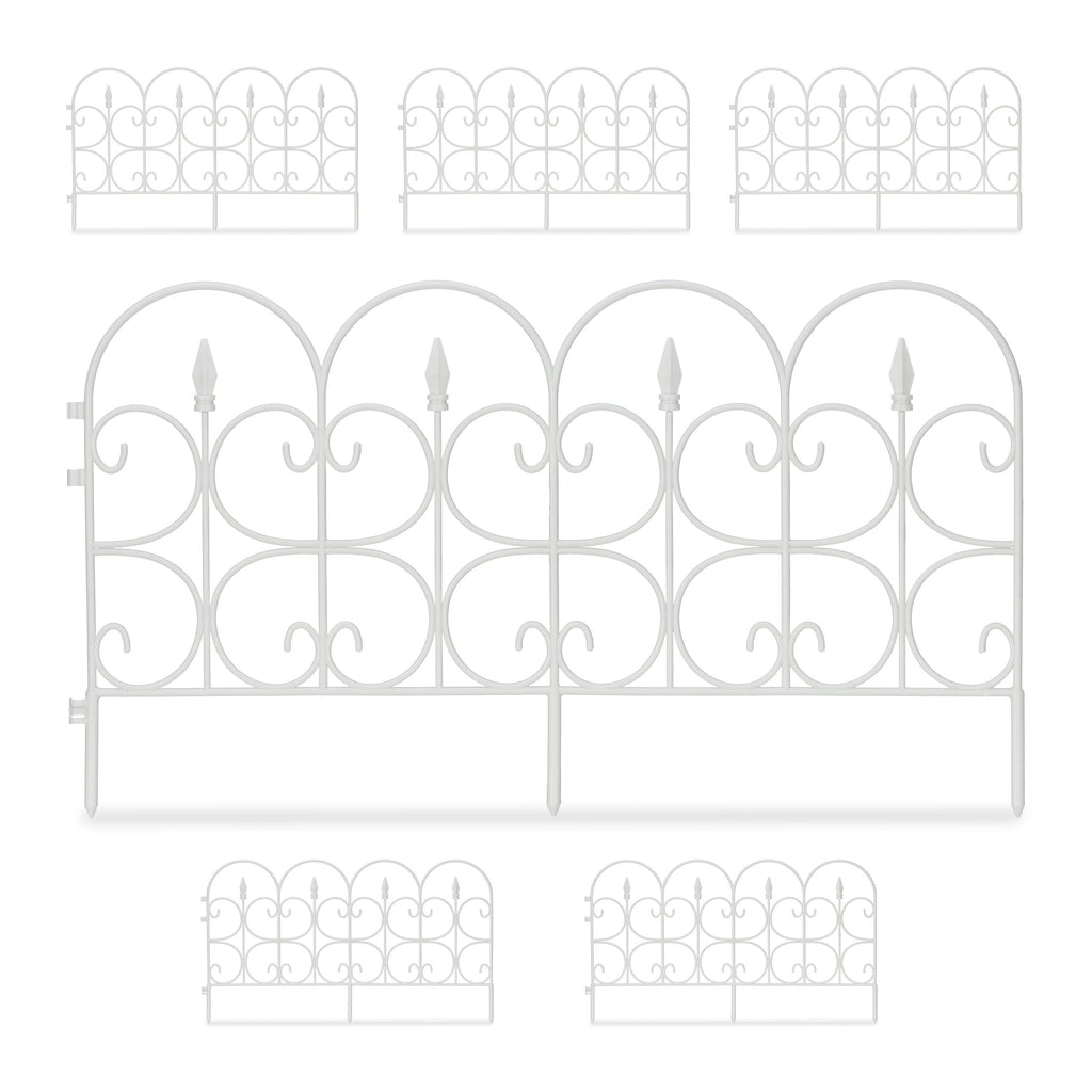 Plastic Flowerbed Fence | 4m Ornate Garden Lawn Edging, White