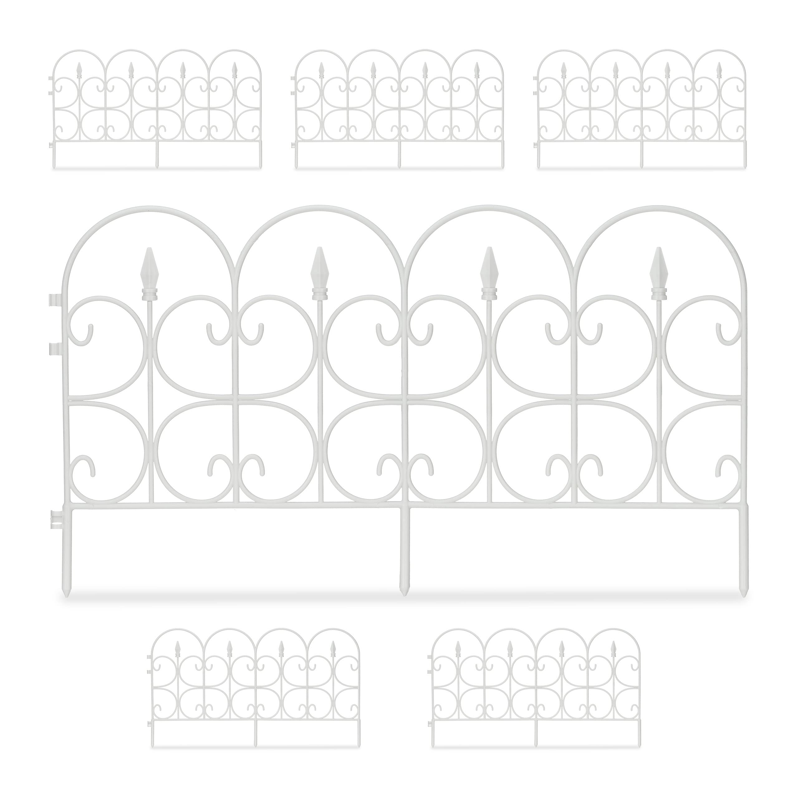 Plastic Flowerbed Fence | 4m Ornate Garden Lawn Edging, White