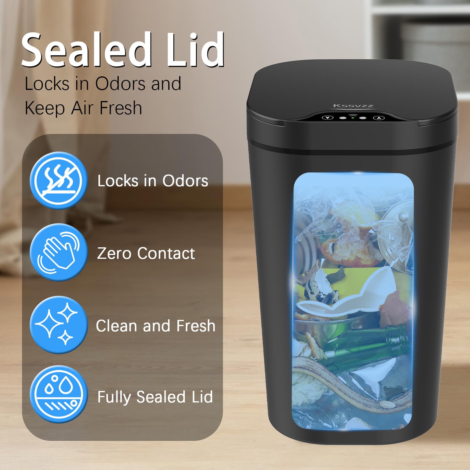 Kssvzz 2-Pack Smart Sensor Trash Can – 2.5 Gallon Slim Waterproof Bin