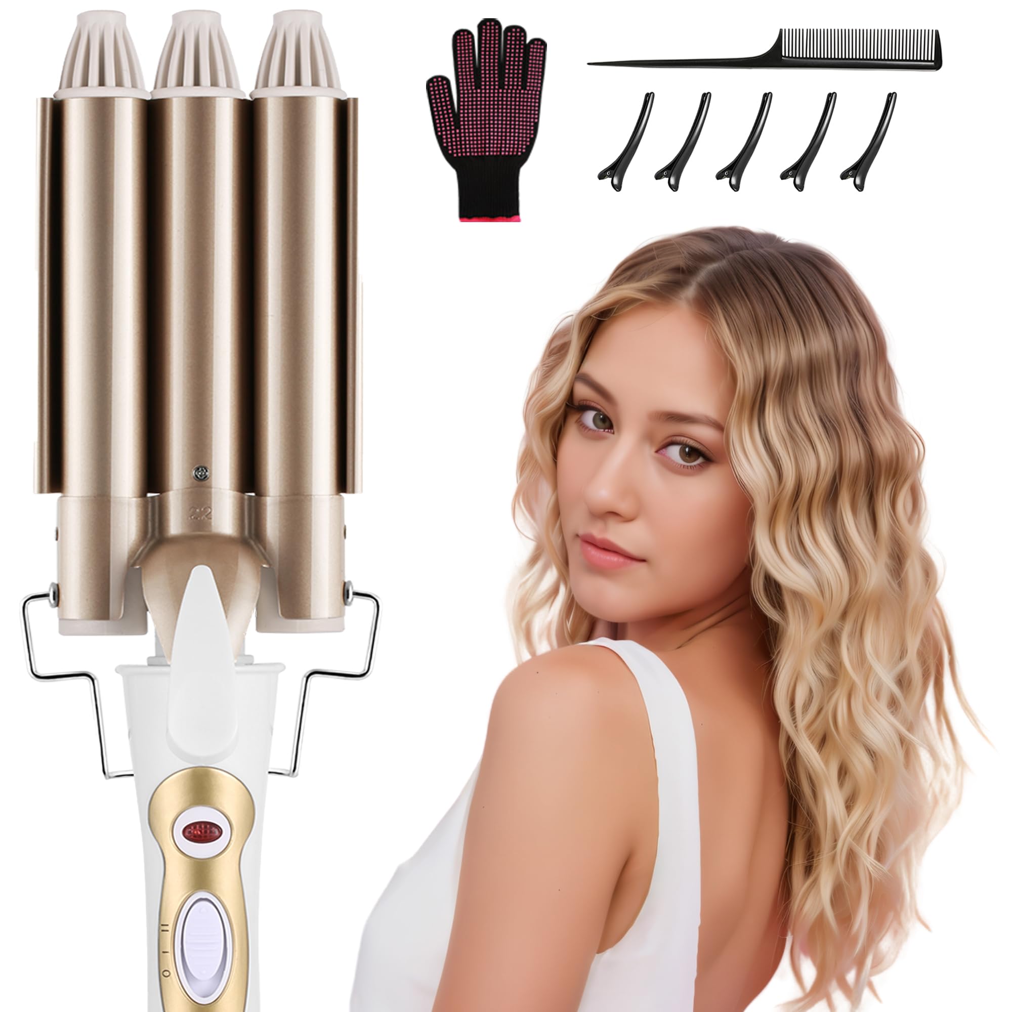 DazSpirit 3 Barrel Hair Waver – 22mm Ceramic Mermaid Hair Curler