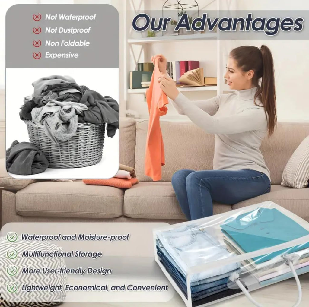 Clear Clothes Storage Bag,Clear Zippered Storage Bags,Wardrobe Storage Organizer Moving Bags with Reinforced Handle for Loft Wardrobe for Bedding - image 4