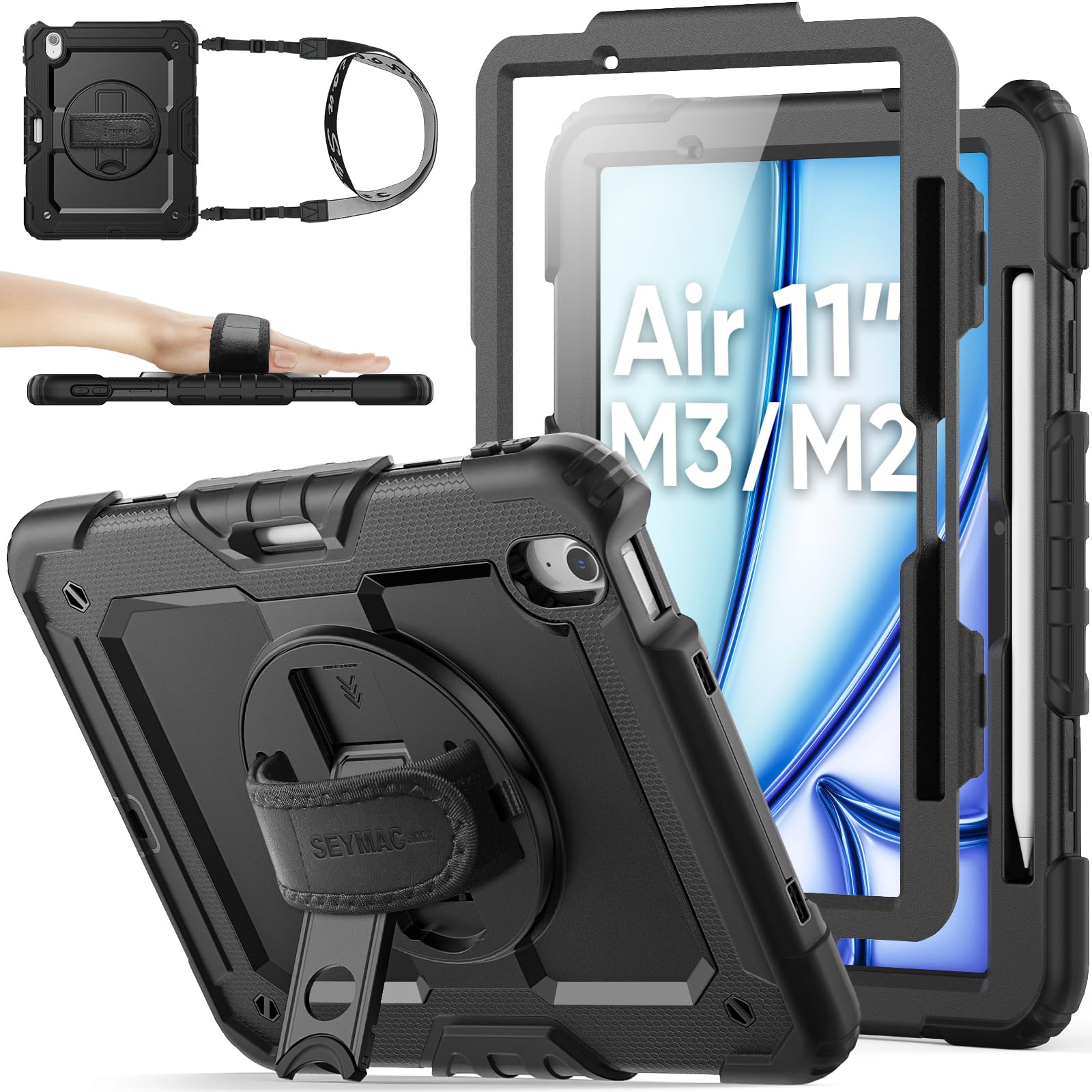 SEYMAC iPad Air 11 Inch Case (2024/2025) – Heavy Duty Shockproof Cover