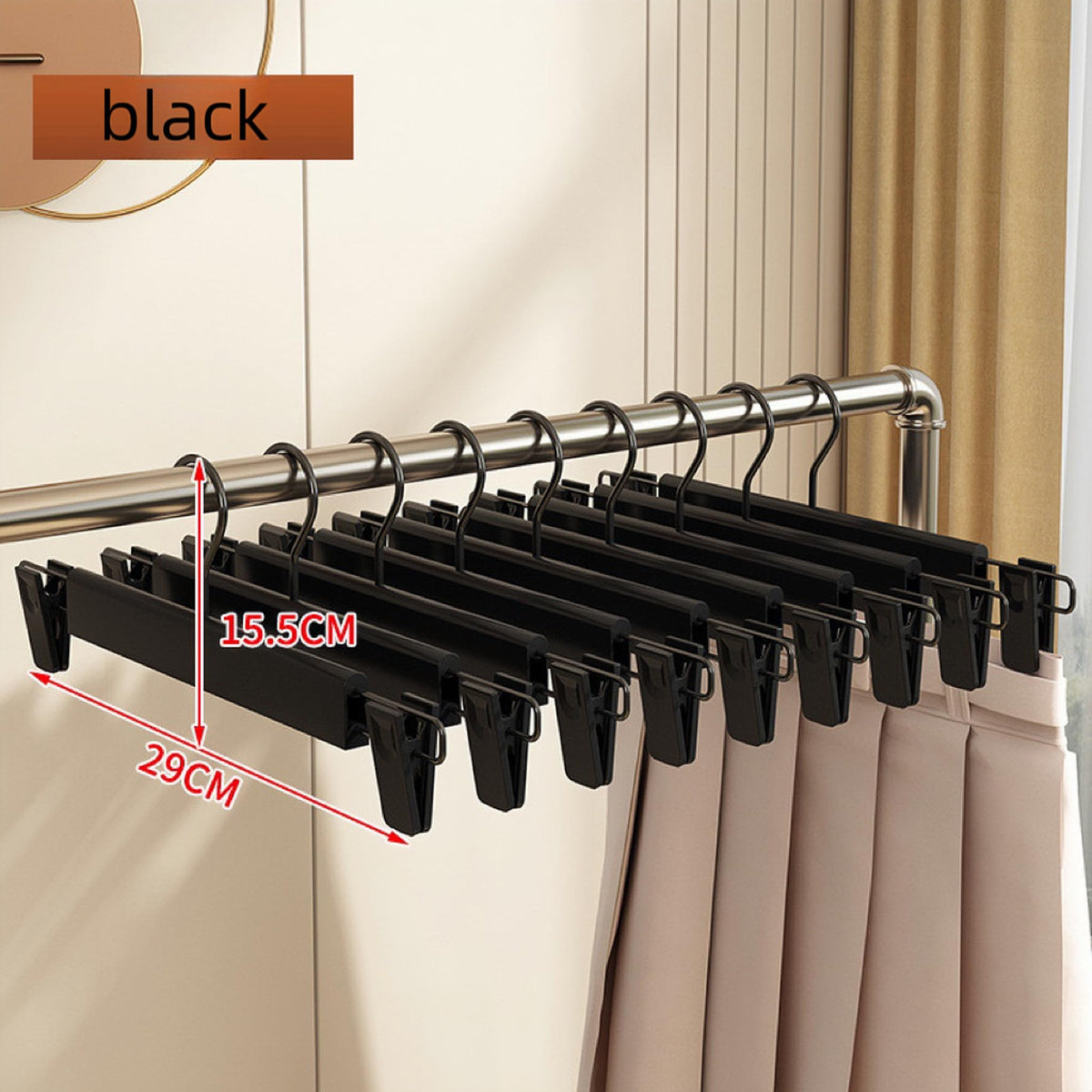 JUNEYE 10 Pack Clothes Pants Hangers, Space-Saving Skirt Holders with 360 ° Swivel Hooks, Adjustable Clips, Trouser Hangers - image 4