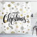 ABAKUHAUS Christmas Shower Curtain | Modern Snowflake Fabric Decor
