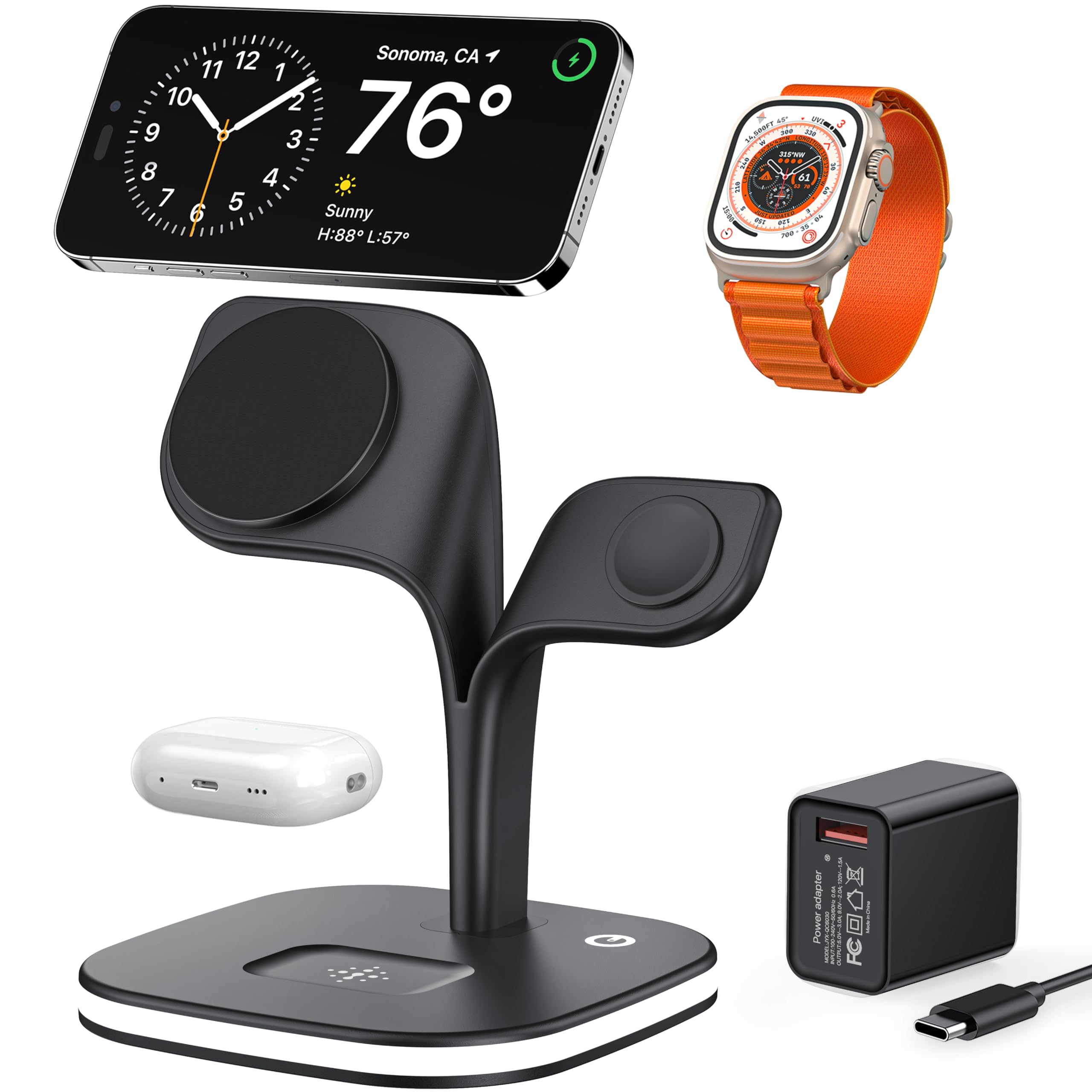 EXW 3-in-1 MagSafe Wireless Charging Station for iPhone and Apple Watch