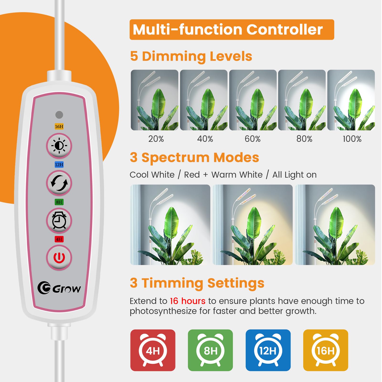 Kullsinss Floor Grow Light | Full Spectrum 114 LED Standing Plant Lamp