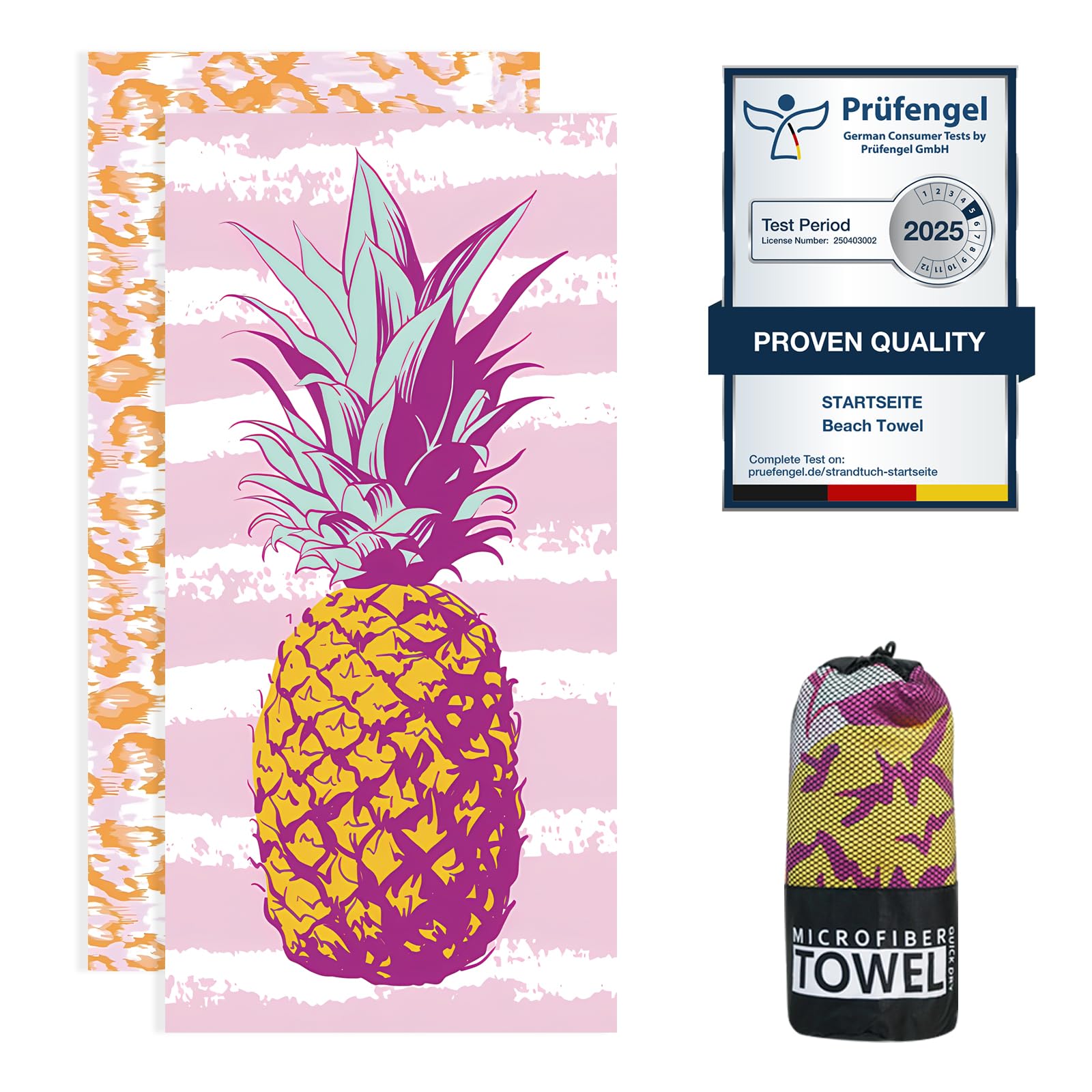 Microfibre Beach Towel – Large 200x90cm Sand-Free Quick Dry
