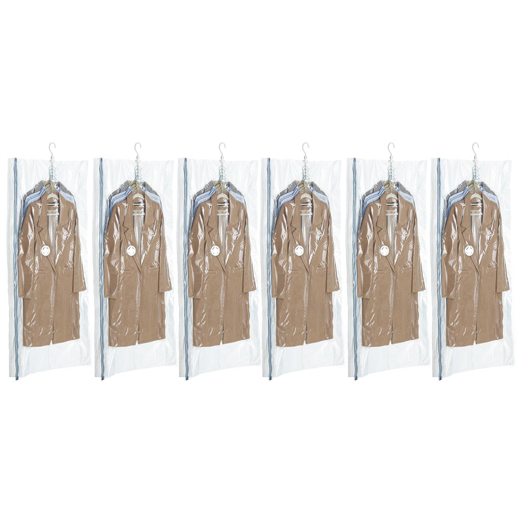 TAILI Hanging Vacuum Storage Bags for Clothes - 6 Pack Space Saver Bags