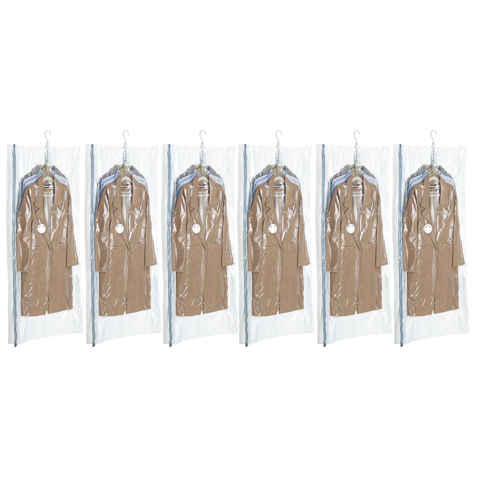 TAILI Hanging Vacuum Storage Bags for Clothes - 6 Pack Space Saver Bags