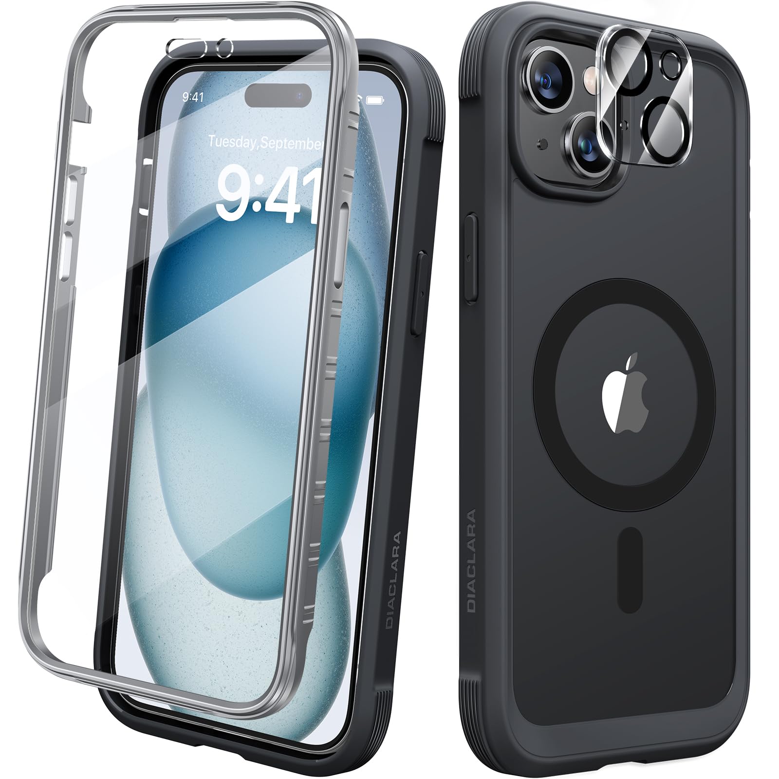 Diaclara iPhone 15 Case – MagSafe Magnetic Cover with Screen Protector