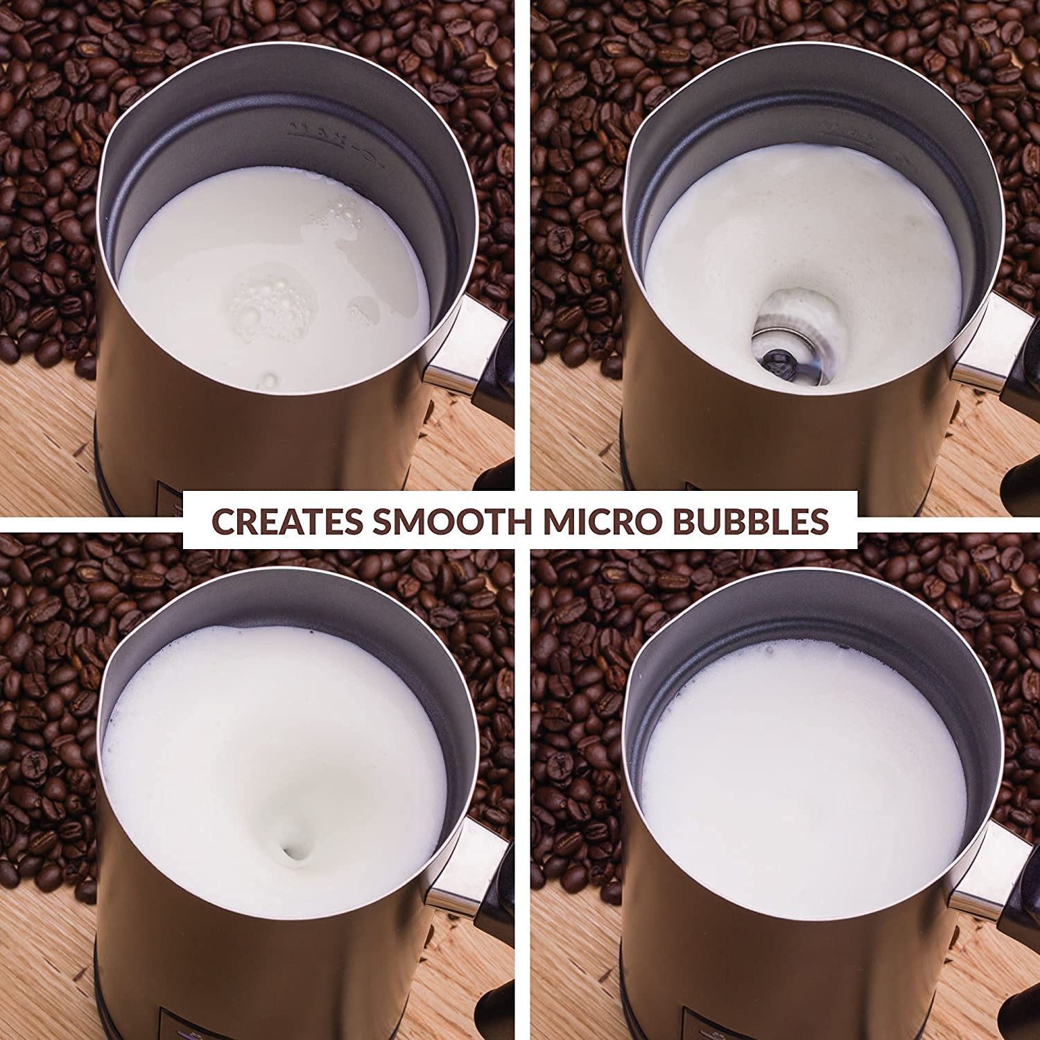 Andrew James Electric Milk Frother & Steamer | 500W Non-Stick 300ml Jug