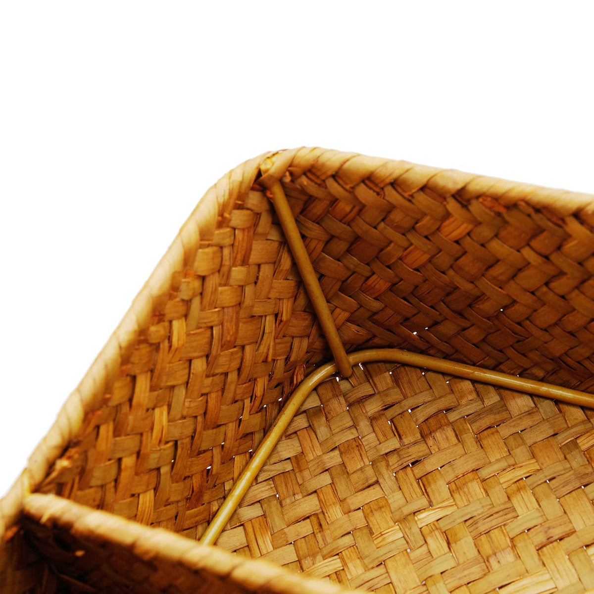 DECRAFTS Seagrass Storage Basket with Compartments Utensil Tray for Organization Silverware Flatware Rectangular Shelf Baskets with 4 Sections Natural - image 4