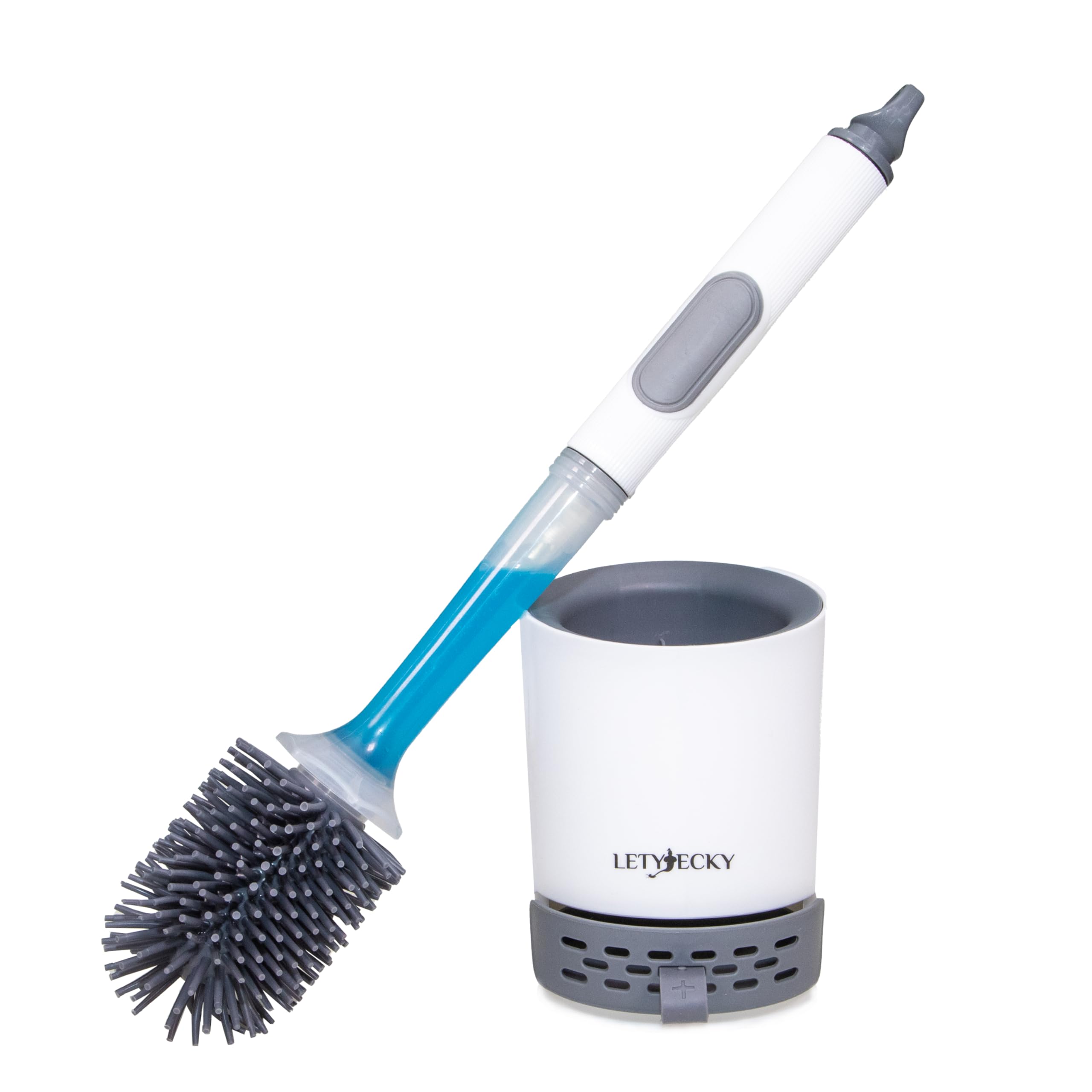 Letyjecky Silicone Toilet Brush with Detergent Dispenser – Grey