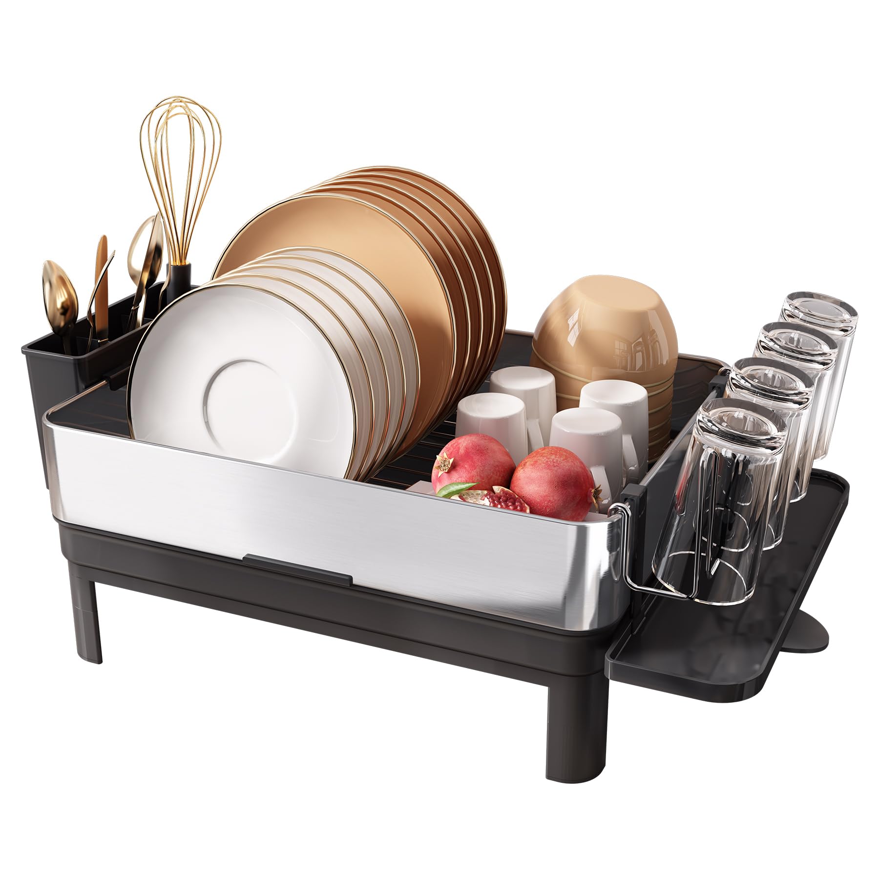 Romision 304 Stainless Steel Dish Drying Rack with Auto-Drain System