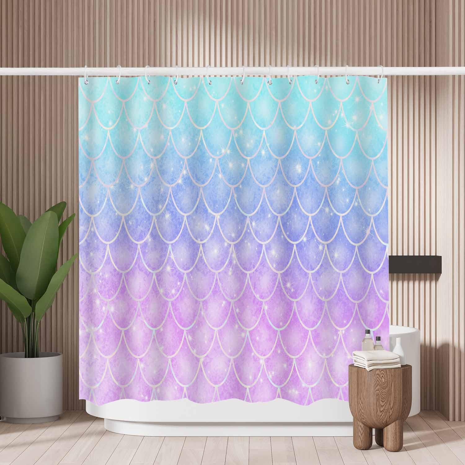 Jolof Store Rainbow Scales Shower Curtain – Mold Resistant Polyester