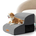 Masthome 2-Step High Density Foam Dog Stairs | Non-Slip Pet Ramp, Grey