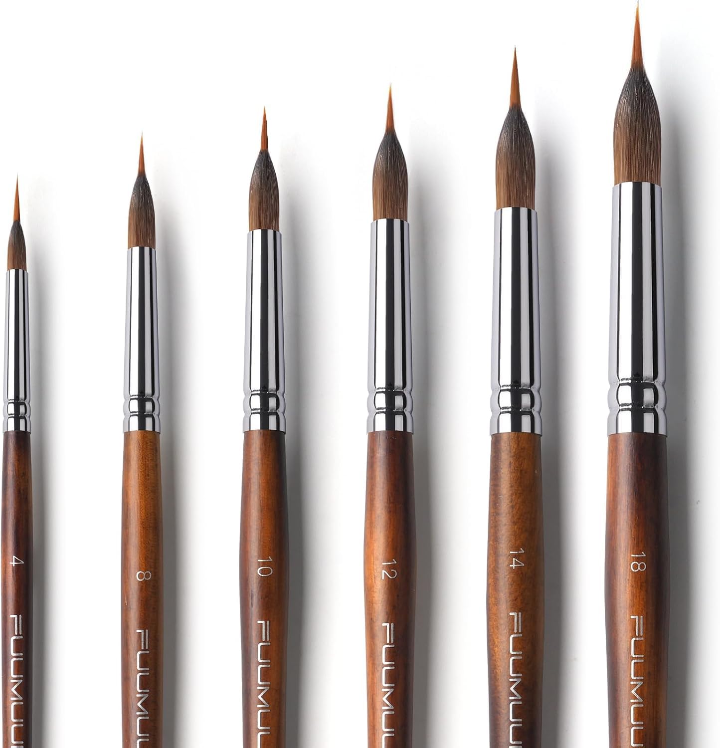 Fuumuui Professional Watercolour Brushes | 6pc Kolinsky Sable Liner Set