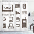 ABAKUHAUS 90s Retro Gaming Shower Curtain | Fabric Bathroom Decor, 78"