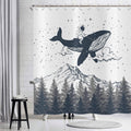 Hnmdmyi Astronaut Riding Whale Shower Curtain | Waterproof Polyester 71x71