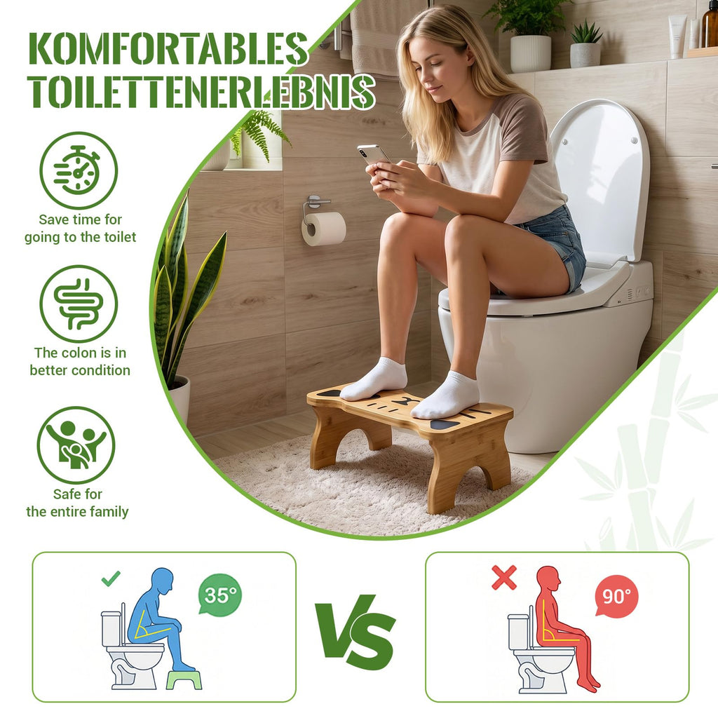 zxevg Bamboo Toilet Stool Folding 6.5in Non-Slip - image 3