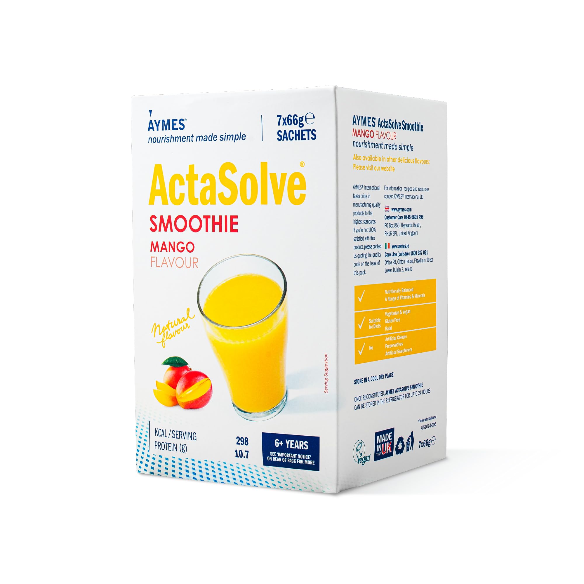 AYMES ActaSolve Smoothie Mango – Vegan Nutritional Powder (42 Servings)