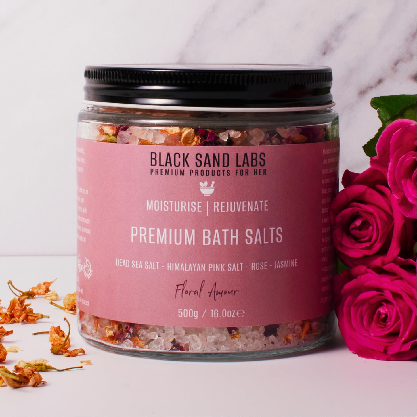 Black Sand Labs Floral Amour Bath Salts | Dead Sea & Himalayan Pink Salt