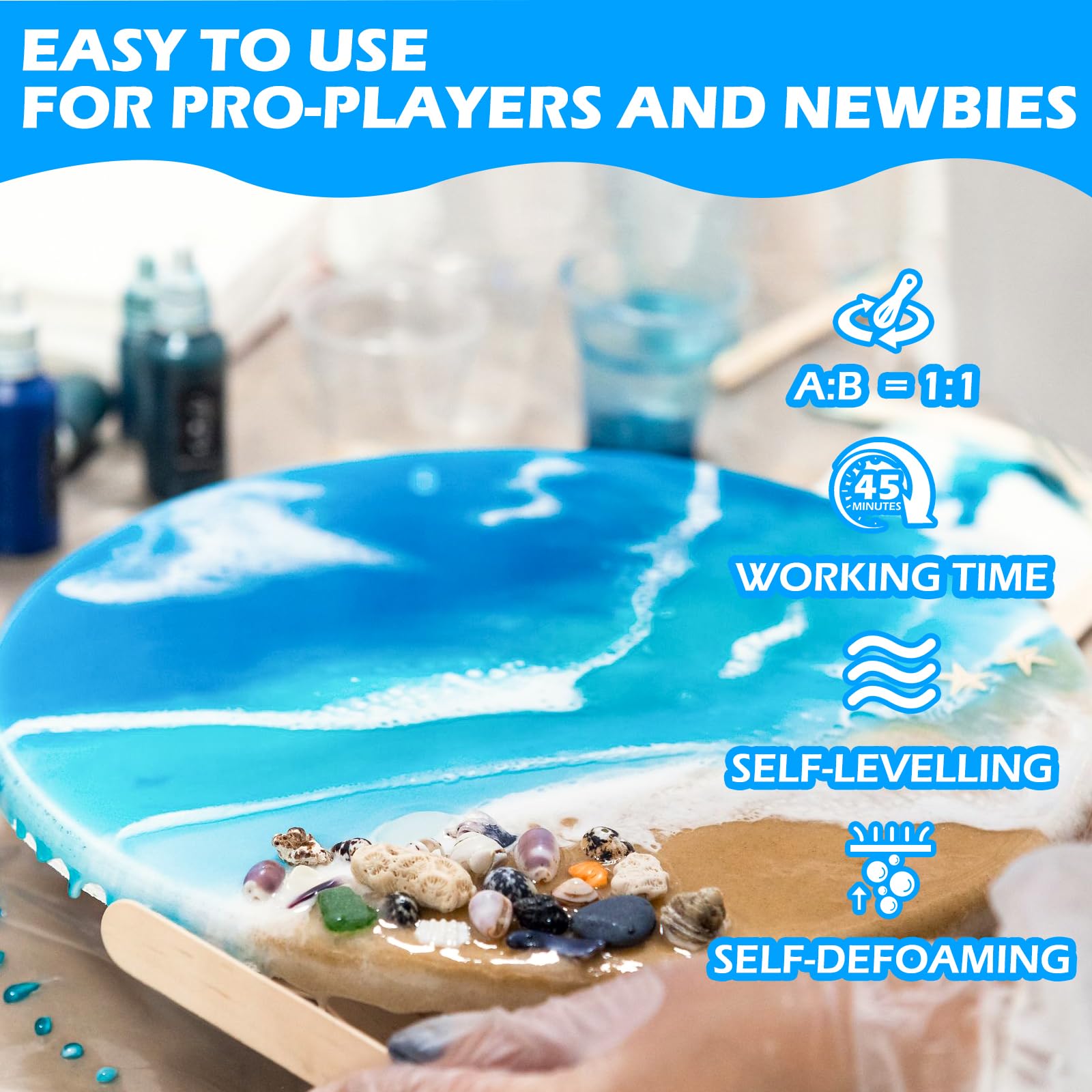 Teexpert Crystal Clear Epoxy Resin Kit | 64oz Casting & Coating Art Resin