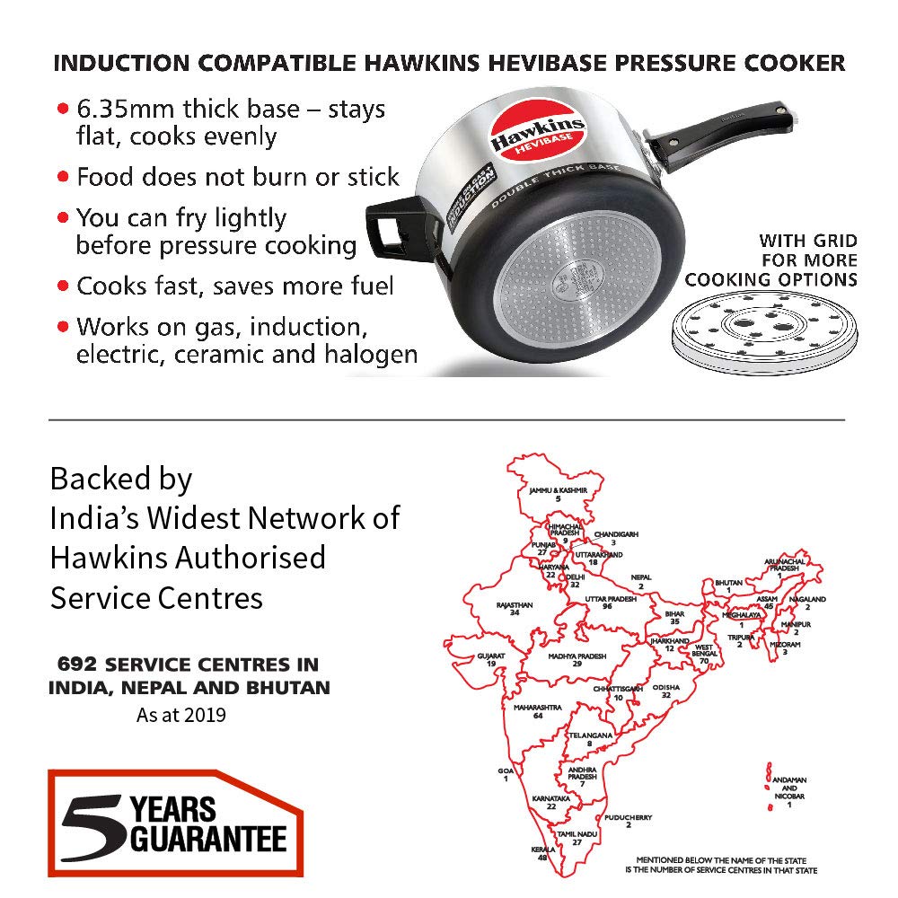 Hawkins Hevibase 5L Induction Aluminum Pressure Cooker – Silver