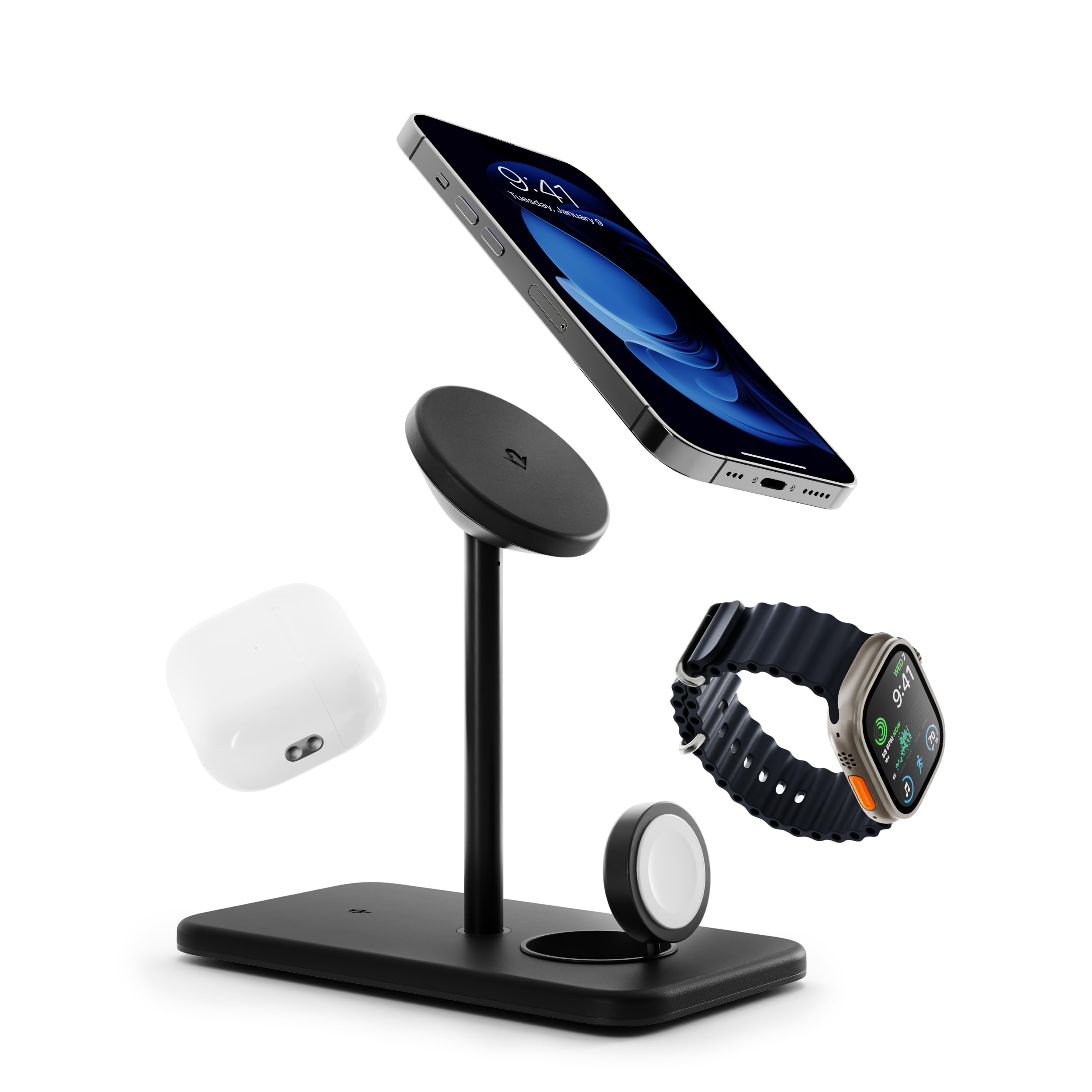 Twelve South HiRise 3 Deluxe 3-in-1 MagSafe Charging Station | Black