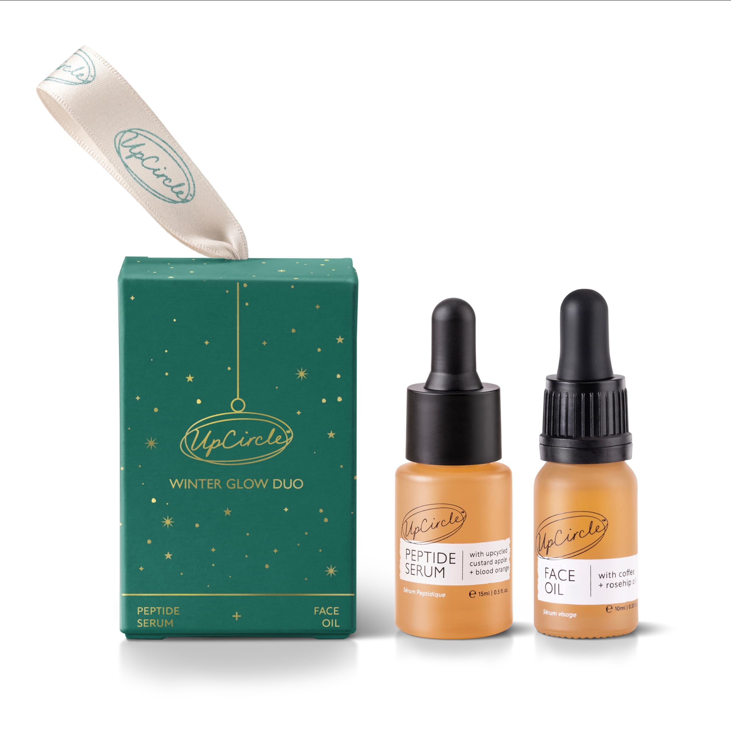 UpCircle Winter Glow Duo: Peptide Serum and Organic Face Oil Set