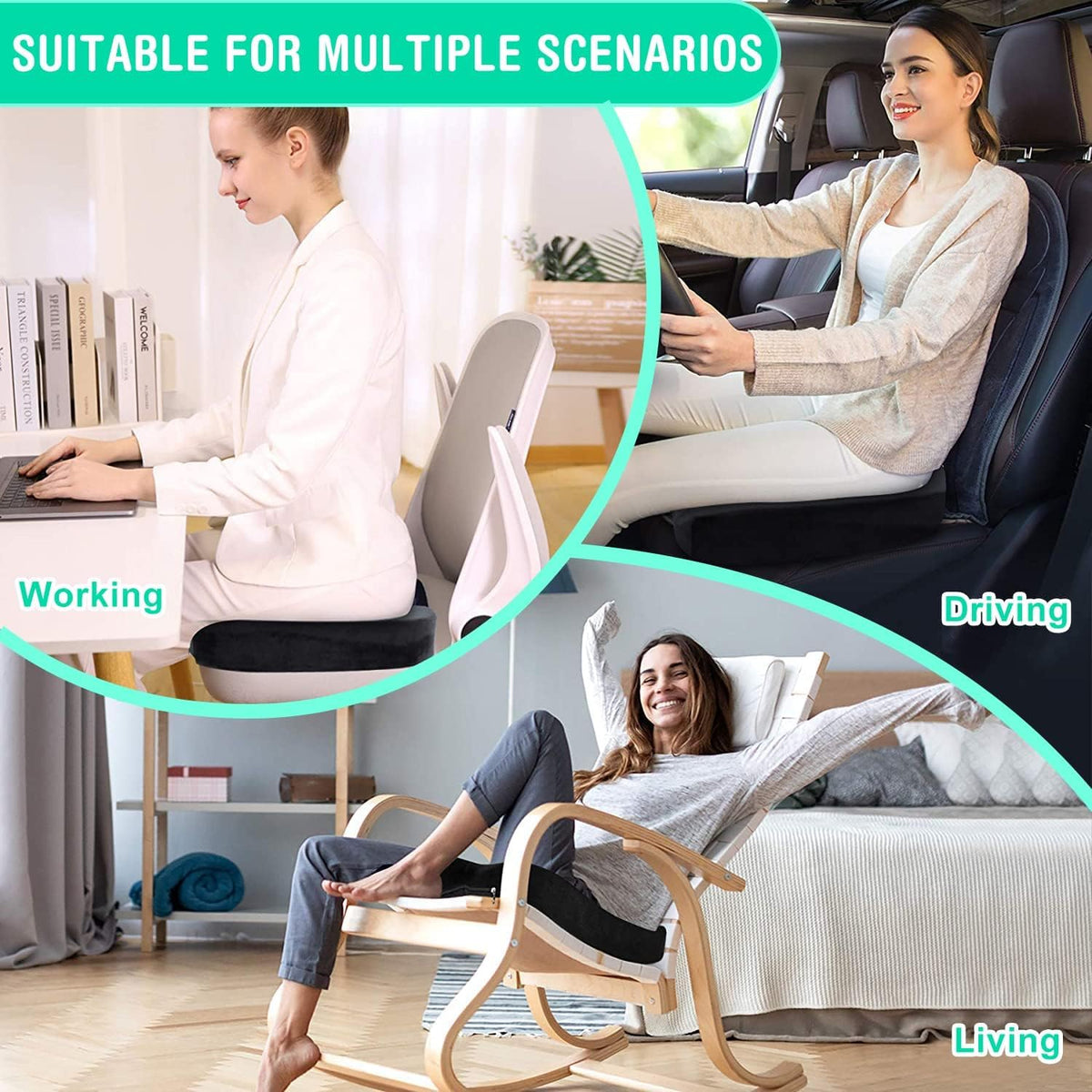 Seat Cushion, Hip Support, Heat Sensitive & Durable Memory Foam Sitting zipper Desk Chair Cushion for Office - image 3