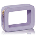 Jolof Store Clear Makeup Bag – Waterproof PU Leather Toiletry Case (Purple)