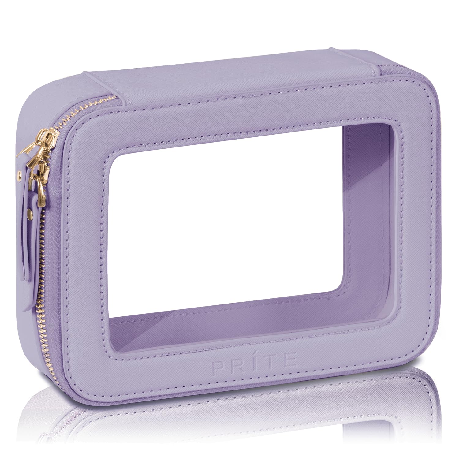 Jolof Store Clear Makeup Bag – Waterproof PU Leather Toiletry Case (Purple)