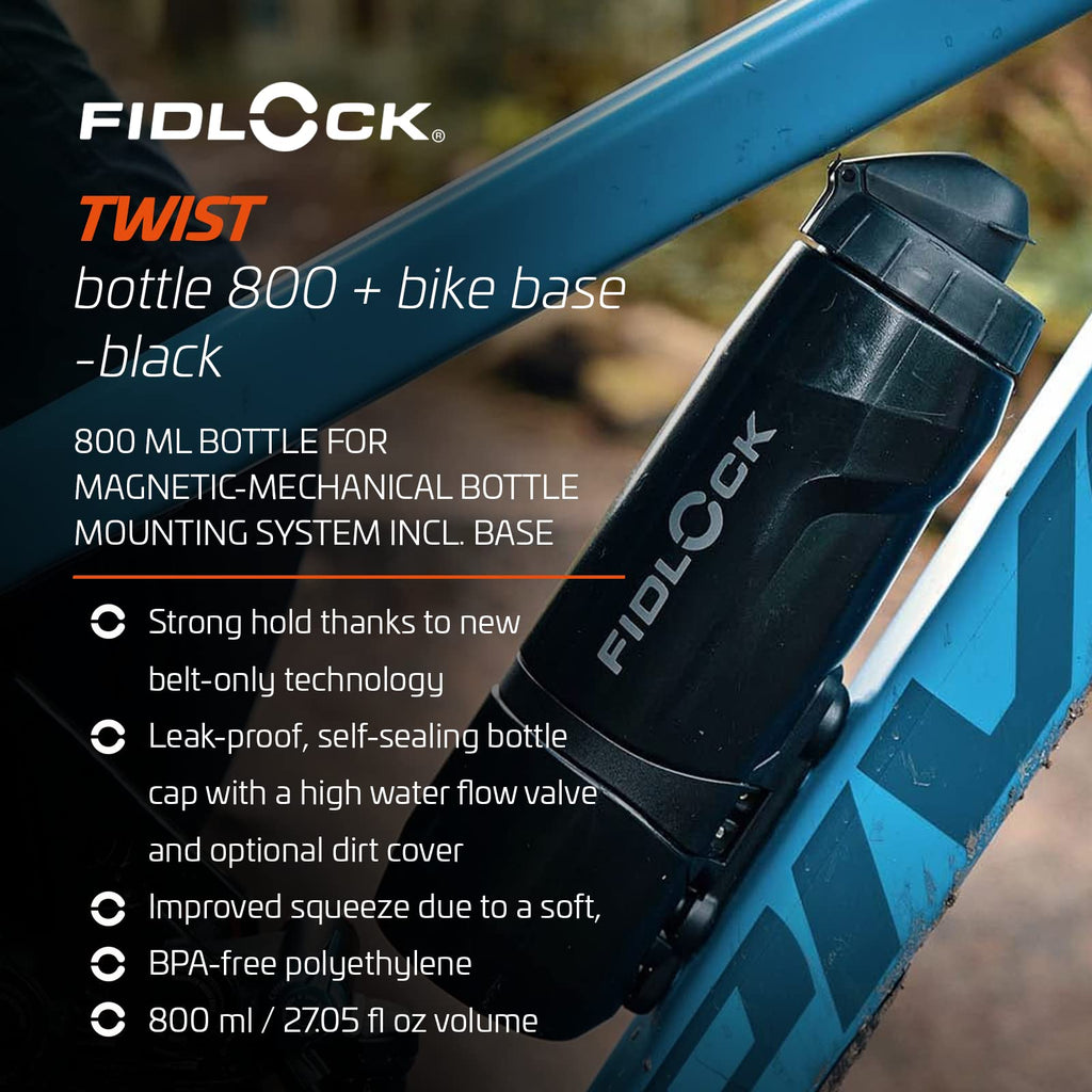 Fidlock Twist 800 Magnetic Bike Bottle Set | BPA-Free 800ml Black