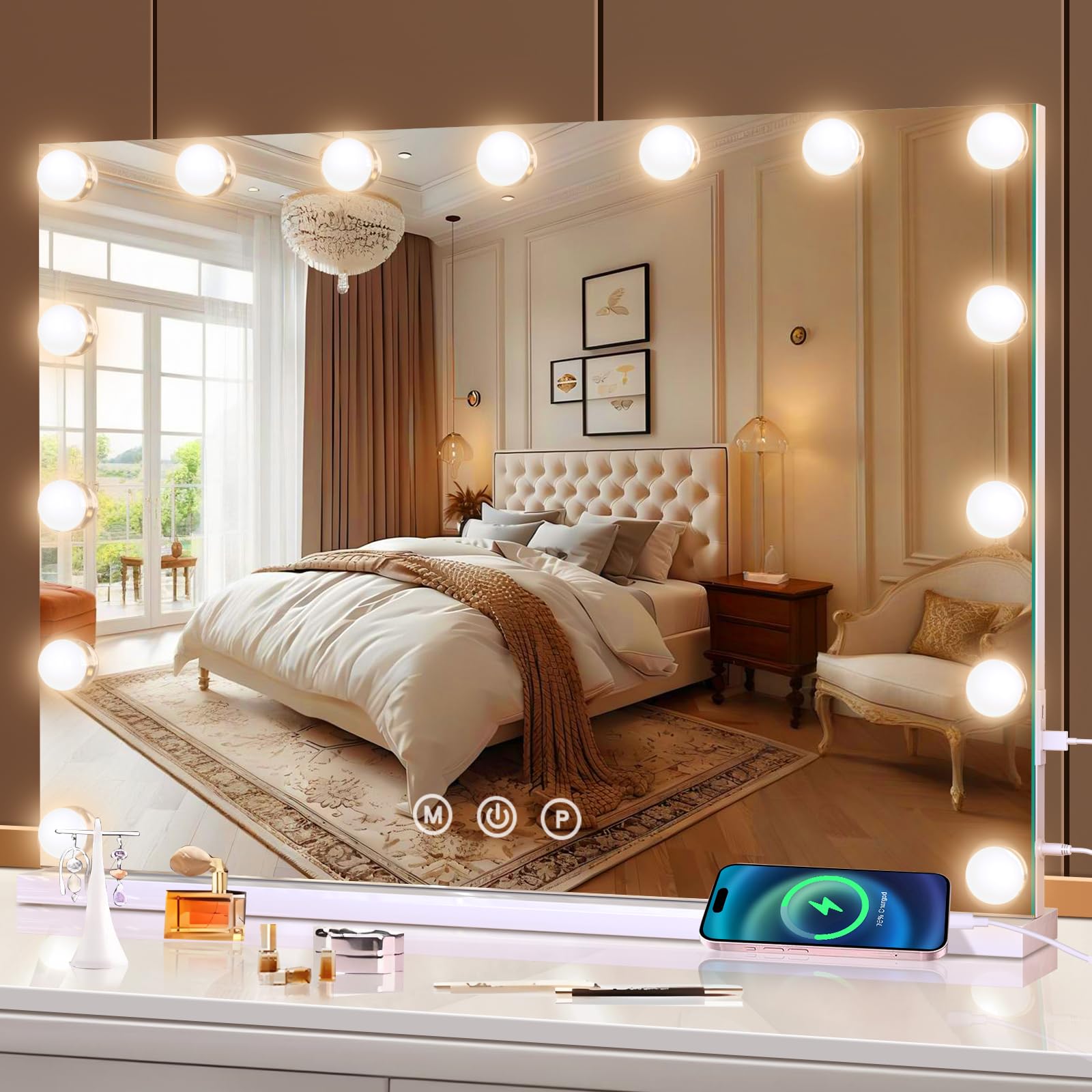 Halumao Hollywood Vanity Mirror with Lights – 58x46cm LED Makeup Mirror