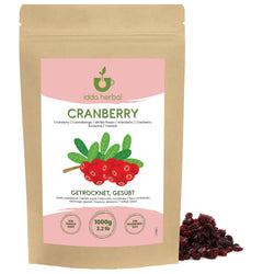 IDDA Herbal Dried Cranberries – Apple Juice Sweetened – 1kg (2.2 lb)
