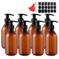YBCPACK 8-Pack Amber Plastic Soap Dispenser Bottles | 250ml Refillable Pump