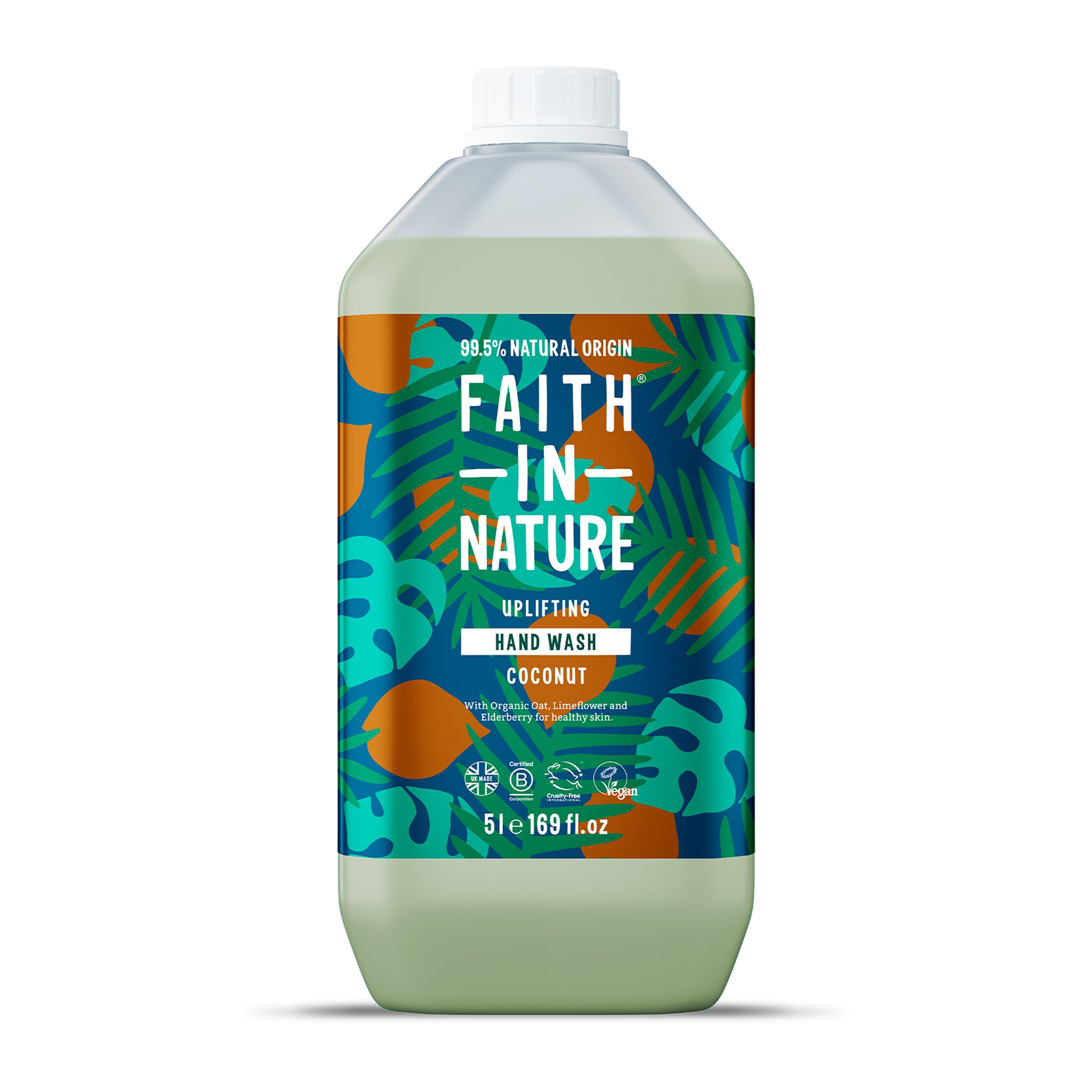 Faith In Nature Coconut Hand Wash – Organic Vegan 5L Refill Pack